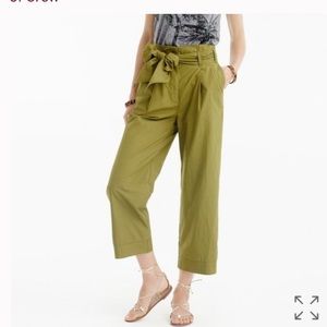 J. Crew Cotton Poplin Tie waist wide leg pant